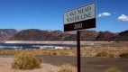Lake Mead water line sign drought