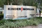A sign for Kinder Morgan at its Houston headquarters
