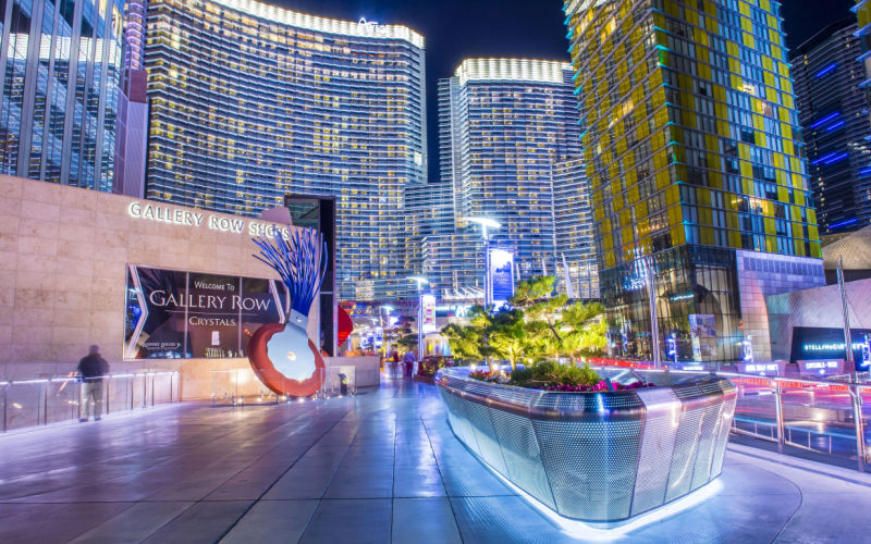 The Aria Campus in Las Vegas at night